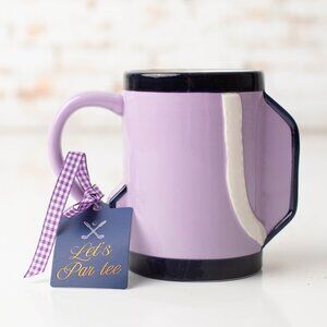 NEW Sunday Morning Ceramics Golf Mug Purple "Tee Time" Coffee Cup